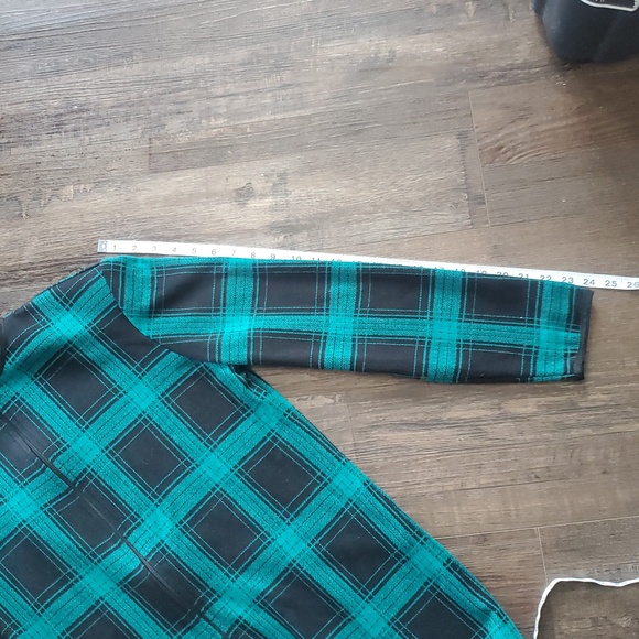 Vintage Alia Plaid Jacket Blazer Green Black Padded Shoulders Made in Canada - Picture 10 of 10